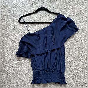 Ramy Brook one shoulder top, navy, size XS